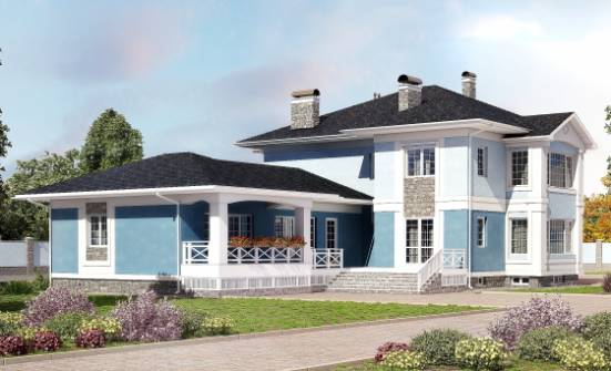 620-001-П Проект трехэтажного дома и гаражом, огромный загородный дом из твинблока, Великий Устюг