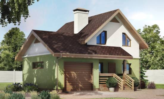 120-002-П Проект двухэтажного дома с мансардой и гаражом, небольшой загородный дом из газобетона Вытегра | Проекты домов от House Expert