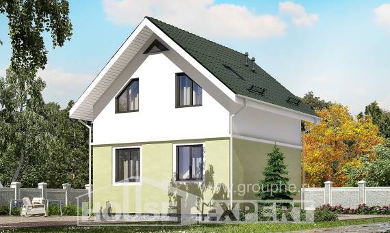 070-001-П Проект двухэтажного дома с мансардным этажом, скромный загородный дом из пеноблока, Вологда