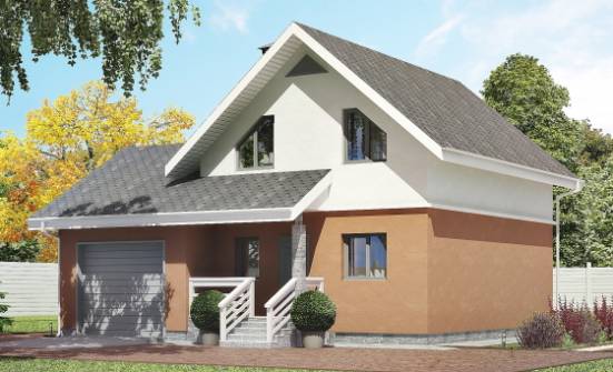 120-002-Л Проект двухэтажного дома мансардой, гараж, небольшой дом из пеноблока Устюжна | Проекты домов от House Expert